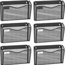 Wall File Organizer, Mesh Hanging File Organizer, Home Office Organization and Storage, 6 Single Pockets Document Magazine Rack