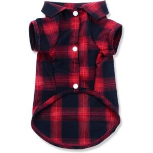 Koneseve Dog Shirt - Plaid Clothes T-Shirt & Sweater for Small Dog, Cat & Puppy - Adorable, Stylish & Cozy Halloween & Christmas Costume (Red, XXL)