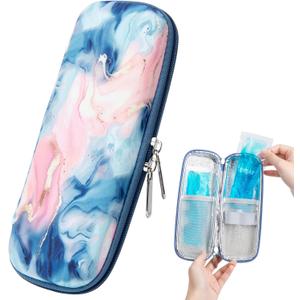 Leng Ke Upgraded Insulin Travel Case - EVA Diabetes Cooler TSA Approved With 2 Ice Packs, Portable Medicine Cooler for Insulin Pen (Pink)