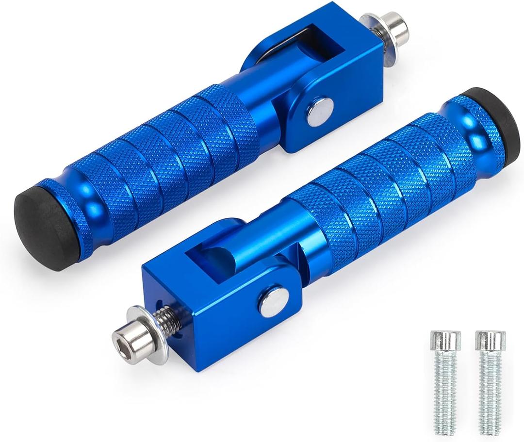 XINGWU M8 Motorcycle Foot Pegs 90 Degree Foldable Bike Pegs CNC Anti-Skid Universal for Super 73 Yamaha Honda Suzuki Aprilia Electric Car Motorbike Scooter Mini Bike Ebike Dirt Bike Go Kart (Blue)