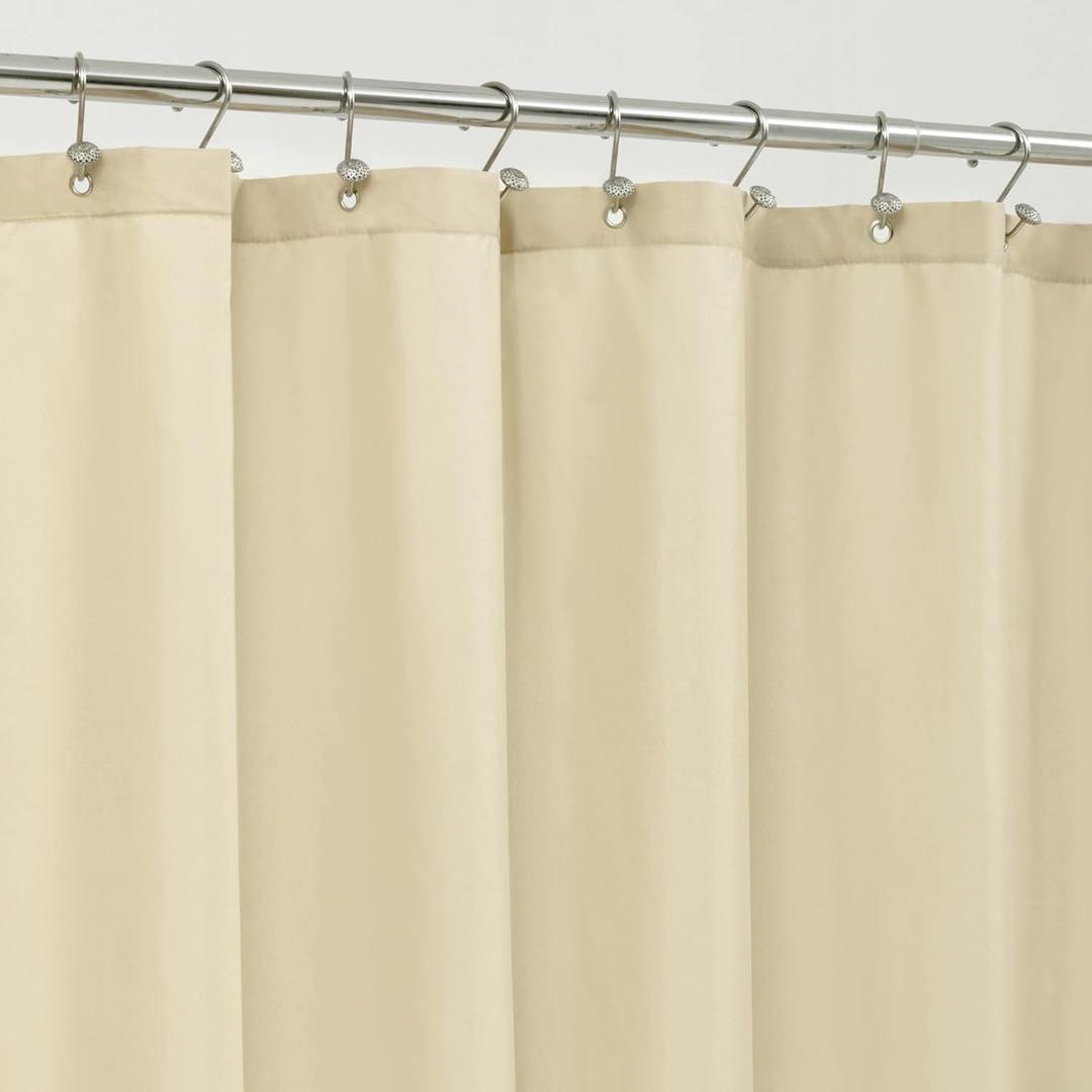 ALYVIA SPRING Extra Long Fabric Shower Curtain Liner Waterproof - 72" x 84", Soft & Lightweight XL Shower Curtain with 3 Magnets, Machine Washable - Cream