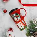 Christmas Ceramic Coffee Mug Snowman Travel Cup with Gift Box, 17oz Latte Cup for Xmas Holiday Party, Microwave Safe