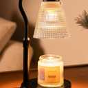 Candle Warmer Lamp for Jar Candles, Height Adjustable & Dimmable with 2/4/8H Timer, 2*50W Halogen Wax Melter Warmer for Home Office Dcor, Flameless & Smokeless, Gift for Women Mom, Black-Clear/1 Pack