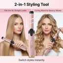 USB Rechargeable Cordless Curling Iron & Straightener 2-in-1, Mini Travel Hair Styler with Dual Temperature Settings, Ceramic Portable Curling Wand for On-The-Go Touch-Ups(Gold)