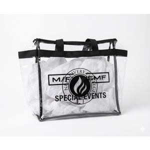 Medium clear bag, black logo, black strap, 5 pcs