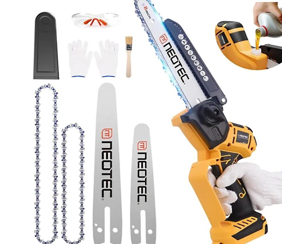 Mini Chainsaw Cordless Fit for Dewalt Battery 20V MAX, NEOTEC 6 Inch & 8 Inch electric Chainsaw with Auto Oiler & Tool-Free Tensioner, Brushless Saw for Tree Trimming,Branch Pruning (NO Battery)