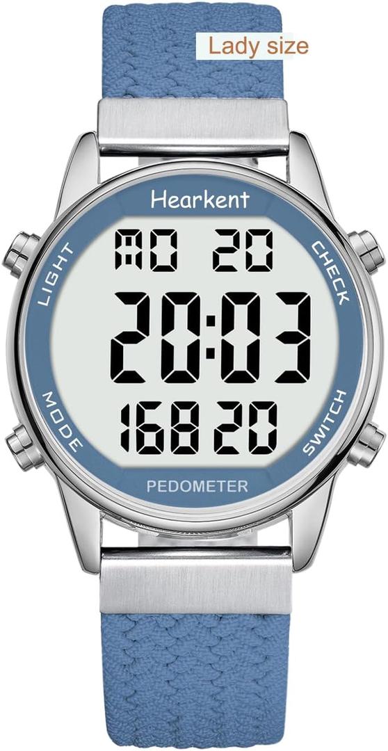 Women Pedometer Watch for Walking Steps and Miles-Step Counter for Calories,30M Waterproof-EL Backlight-Countdown-Stopwatch-No App Step Tracker for Adults Seniors (Blue)