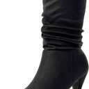 DREAM PAIRS Women's High Heel Mid Calf Boots Slouchy Pointed Toe Fall Boots (10, Black/K)