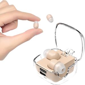 Xmenha Mini Invisible Small Earbuds Wireless Bluetooth for Small Ears Low Profile Tiny Discreet Smallest Hidden Earbuds for Work Invisible Ear Buds Headphones Skin Tone (Nude)