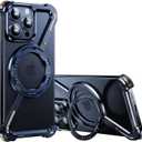 OATSBASF Minimalist Phone Case Compatible with iPhone 12 Pro Max 6.7", 360 Rotation Kickstand Aluminum Metal Frameless Design Bumper Z Case, Protective Shock Grade Shell, Blue
