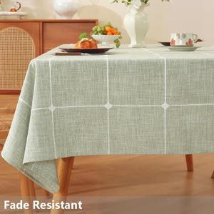 TruDelve Extra Long Tablecloth 120 Inch Cloth Tablecloths Green Table Cover for 8 Foot Tables Farmhouse Washable Tablecloth(Green,120"x52",Rectangular)