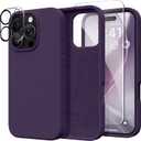 GONEZ Magnetic for iPhone 16 Pro Case, Compatible with MagSafe, [Screen Protector + Camera Lens Protector], Silicone Shockproof Anti-Scratch Protective Phone Case 6.3 inch, Deep Purple