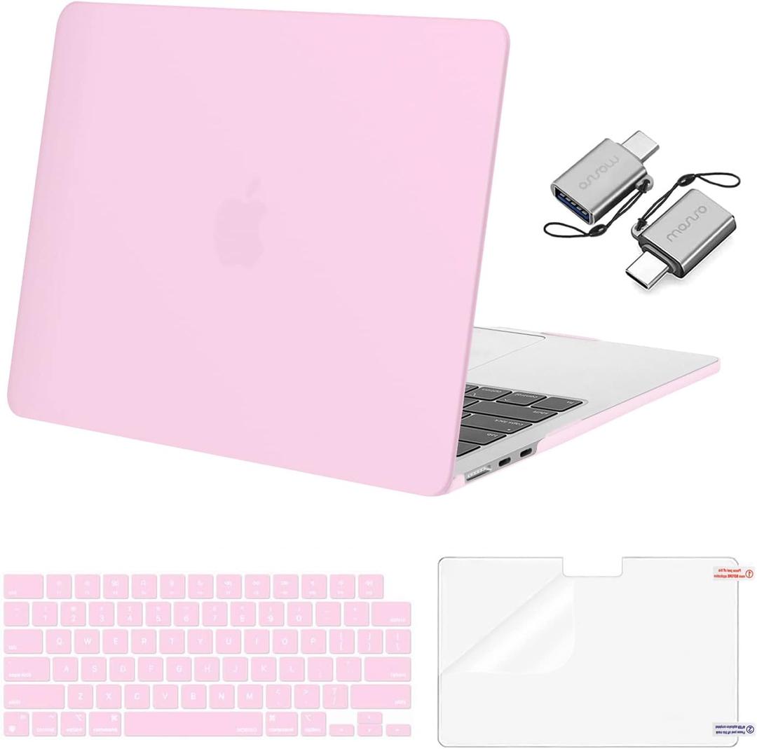 MOSISO Compatible with MacBook Air 13 inch Case 2026 2025 2024 2023 2022 M4 A3240 M3 A3113 M2 A2681,Plastic Hard Shell&Keyboard Cover&ScreenFilm&Type C for MacBook Air 13.6 inch Case, Dusty Pink