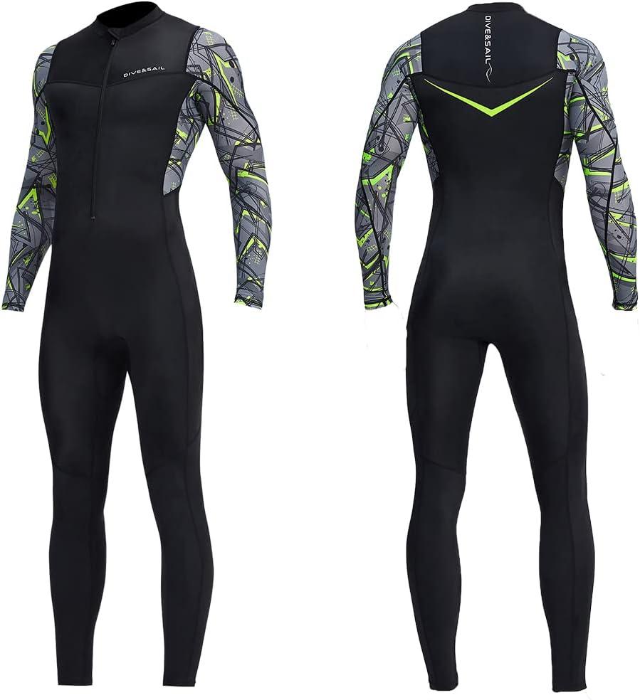 Dive Skins for Women Men Full Body Swimsuit Rash Guard Scuba Skin Thin Wetsuit, One Piece Long Sleeve Quick Dry Diving Skin UV Protection Surfing Spandex Wet Suit for Snorkeling Water Sport, XXL