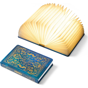 Book Lovers Gifts BookLamp - 5 Color Lights, 1200mAh Battery, Foldable Paper Lamp as Book Decor & Accessories, Hot Foil Cover Design, Unique Gifts for Women or Friends & Christmas