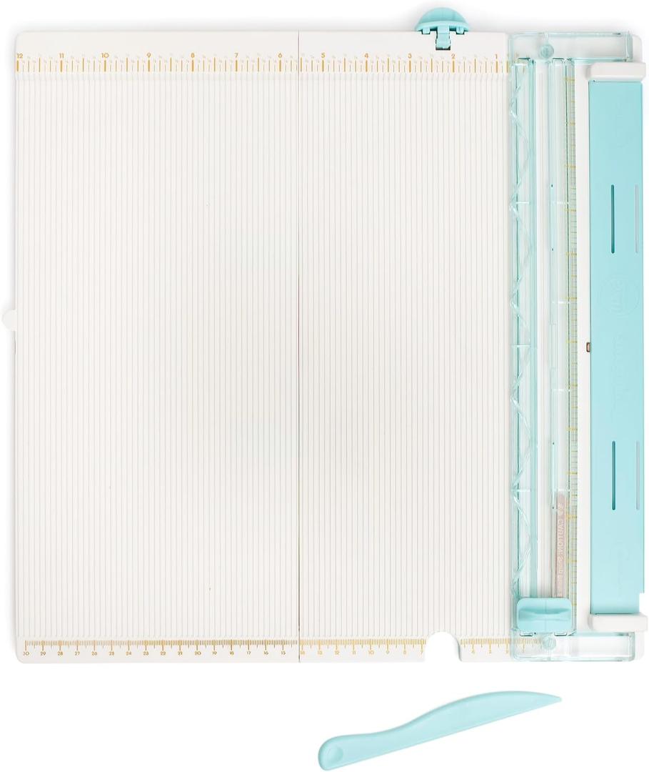 We R Memory Keepers Trim & Score Board (71337-1), 12x12 Board with Scoring Tool and Two Titanium Blades (71338-8), Great for Scrapbooking, Card Making, Paper Crafts (White)