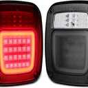 Partsam 2Pcs LED Tail Lights Assembly Rear Combination Stop Turn Tail Halo Glow, with Reverse Marker License Light for Wrangler TJ YJ CJ F-Series Flatbed Trucks Universal Trailer Taillights