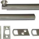 QCAA Heavy Duty Solid Brass Concealed Surface Bolt, 4", Satin Nickel, 2 Pack, Made in Taiwan