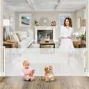 Reinforced 120 Inch Extra Wide Retractable Baby Gates For Doorways Extra Long Baby Gates for Large Openings Outdoor 10 Ft Retractable Child Gates for Doorways Indoor Retractable Dog Gate for The House (White)