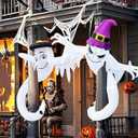 Halloween Inflatables Tree Huggers 6FT Double Ghosts Around Pillars Inflatable Decor for Trees with 4 LED Lights Cute Porch Blow Up Yard Decor for Trees Column Party Garden Lawn