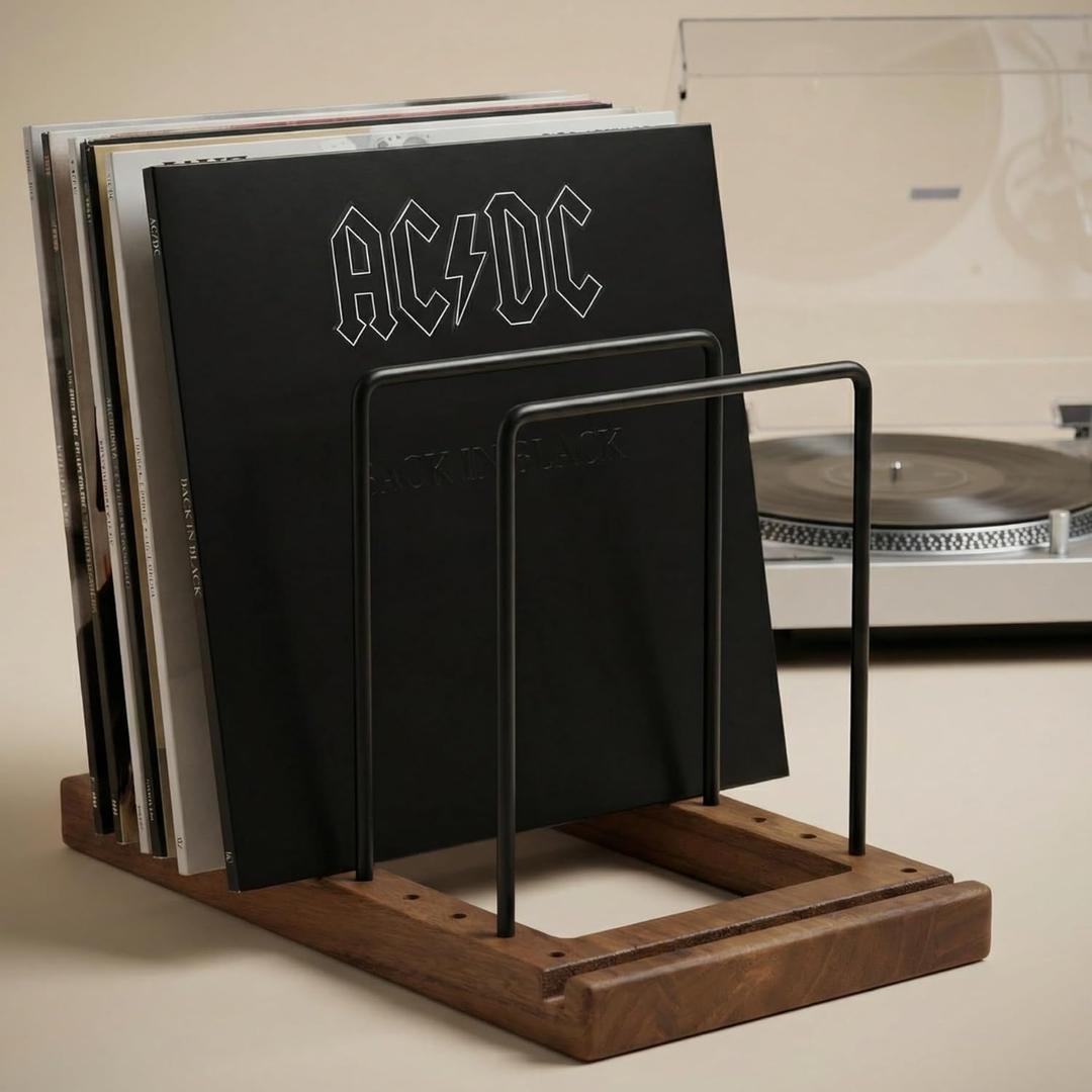 ZICOTO Decorative Vinyl Record Storage For Up to 75 Single Records Sturdy LP Holder Stand Organizes All Your Favorite Classic, Oldies, or Recent Hit Albums in Style