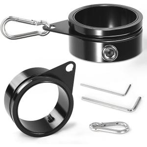 Anovo Flag Pole Rings, Flagpole Rings Aluminum Alloy 360 Rotating Anti Wrap Flag Mounting Spinning Ring Clips for 1.75-2.02 Inch Diameter Flagpole (2 Inch -Pack of 2, Black)