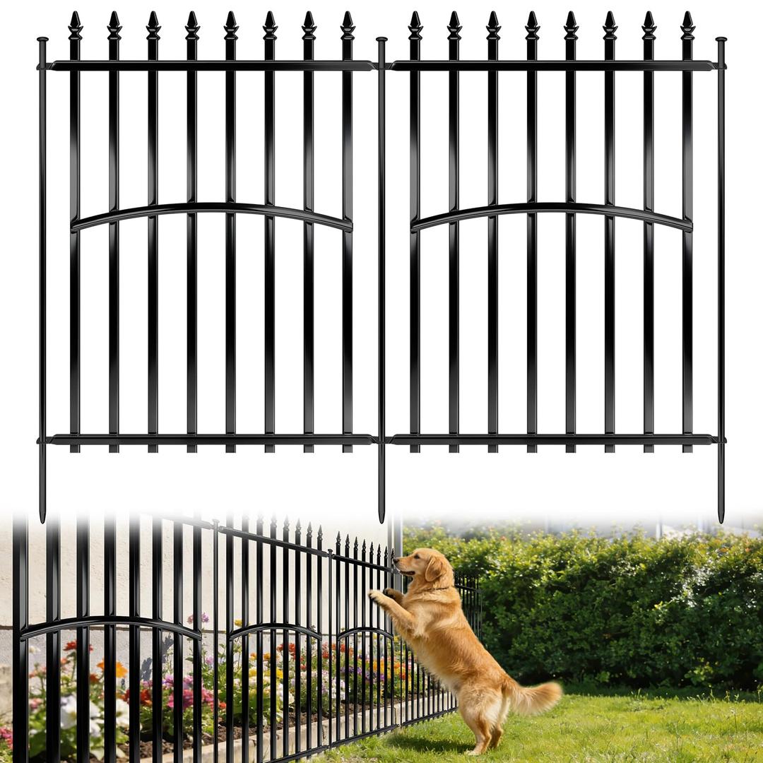 Metal Garden Fence 40in H x 27in W (10 Panels, Total Length 23ft), No Dig Animal Barrier Fence for Dogs, Heavy Duty Tube Decorative Garden Edging Border, Outdoor Rustproof Landscape Fencing for Yard