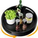 Lazy Susan Organizer Homerays 12 Inch Non-Skid Bamboo Lazy Susan for Kitchen Rotating Spice Rack with Handles, Wood Turntable for Kitchen Cabinet,Countertop (Black, Medium)