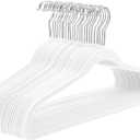 MIZGI White Velvet Hangers 60 Pack,Premium Chrome Clothes Hangers Non-Slip Felt Hangers,Sturdy White Heavy Duty Coat,Durable Suit Hanger for Space Saving, No Flocked Hanger Marks