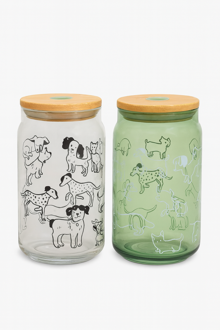 Forever Friends Soda Can Glass Sipper Clear w/ Dogs (Without Straw)