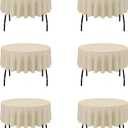 BRILLMAX 6 Pack Beige Round Tablecloths 70 Inch for 30-48 Tables - 150 GSM Polyester Fabric, Standard Drop, Water, Stain & Wrinkle Resistant Cloth Cover for Wedding Reception Banquet Dining Party