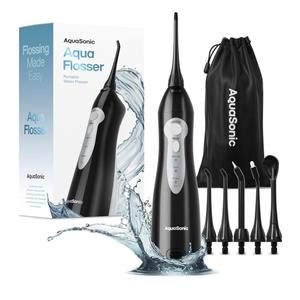 AquaSonic Aqua Flosser - Cordless Rechargeable Water Flosser for Teeth - Waterproof, Portable Oral Irrigator for Dental Cleaning with 5 Jet Tips – Braces Home Travel