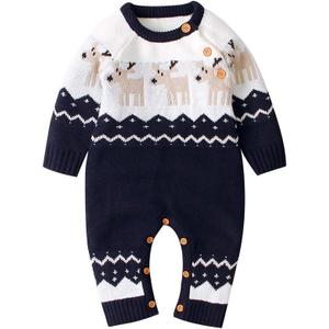 CIYCUIT Baby Boy Girl Christmas Outfit Newborn My First Christmas Onesie Sweater Clothes (6-12 Months, B2 Christmas Blue)