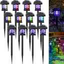 Mysora 12 Pcs Solar Bug Zapper Outdoor Waterproof 2 in 1 Mosquito Zapper Solar Powered Mosquito Fly Trap Repellent Lamp Kills Bugs LED Lamp Purple Colorful Light for Garden Yard Lawn (Colored Purple)