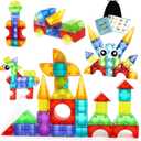 62PCS Magnetic Blocks for Toddlers Toys, 3D Translucent Magnet Building Cubes Set, Toddler Toys Games Sensory Toys for Toddlers Magnetic Blocks for Kids Age 3-5 4-8