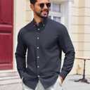 COOFANDY Mens Long Sleeve Button Down Shirt Casual Untucked Shirts for Men Oxford Dress Shirts (Blue, XXL)