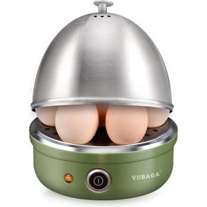 VOBAGA Electric Egg Cooker, Rapid Egg Boiler with Auto Shut Off for Soft, Medium, Hard Boiled, Poached, Steamed Eggs, Vegetables and Dumplings, Stainless Steel Tray with 7-Egg Capacity (Green)