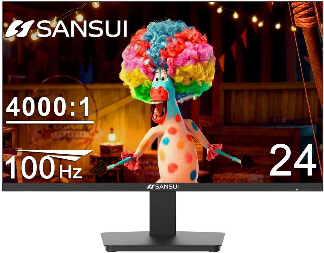 SANSUI Monitor 24 inch 100Hz Computer MonitorFHD 1080P PC MonitorHDMIFreeSyncHDREarphone Jack Ergonomic Tilt for Home and Office