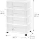 IRIS USA Plastic Drawer Storage Organizer Rolling Cart, with Wheels Casters, 4-Drawers, for Art Craft Supplies Bathroom Dorm Bedroom Laundry Room, Wide, White/Clear