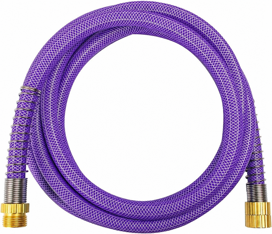 Fevone 3 FT Hose Reel Leader Hose, 5/8" Inner Diameter Garden Lead Hose with 3/4" Solid Brass Male to Female Fittings, Heavy Duty Connector Hose for Hose Reel, Purple