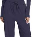 2 Piece Lounge Sets for Women Fall Outfits Long Sleeve Wide Leg Tracksuits Womens Two Pcs Casual Matching Loungewear Set (Medium, Dark Blue)