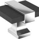 Amerock Overton 1-3/8 inch (35mm) Length Brushed Matte Black/Polished Chrome Cabinet Knob, BP36680BMB26
