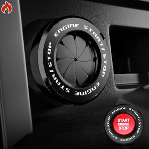 Rotary Push Start Button Cover, Car Engine Push to Start Stop Accessories, Auto Ignition Switch Cover, Cool Motorcycle Car Decor Gift for Christmas New Year's Birthday, Black