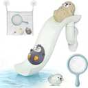 Animals Slide Bath Toy Play Set with Fishing Net, 3 x 11 x 5 inches