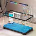 Aquarium Fish Tank Kit, 3 Gallon Betta Fish Tanks Starter Kit with Light and Filter, Blue Sand, Small Tropical Fish, Guppies, Goldfish, or Betta