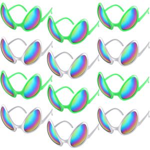 Bencailor 12 Pack Alien Glasses with Lenses Funny Alien Sunglasses Bulk for Cosplay Costume Accessories Carnival Mardi Gras Party Favor (Bright Colors)