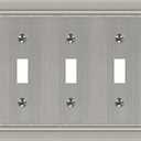 Metal Wall Plate for Electrical Outlets, Decorative Brushed Nickel Switch Plates Outlet Cover, Light Switch Cover Plate, 3-Gang Wall Plates (Triple Toggle, 1 Pack)