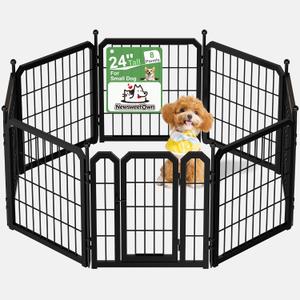 Dog Playpen for Indoor & Outdoor, 24 inch 8 Panels Metal Puppy Playpen for Puppies/Small Dogs, Portable Pet Fence for Yard, Camping, Travelling, Black