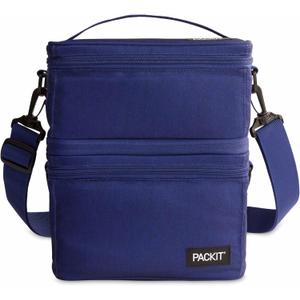 PackIt MOD 3-IN-1 Lunch Box, True Blue, Triple Function System, Insulated and Freezable with EcoFreeze Technology, Removable Crossbody Strap, Top Handle, Designed for Fresh Office or Work Lunches