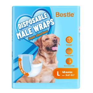 Male Dog Wrap, Disposable Dog Diapers, 40 Count, L (Waist 23.6”-31.5”), Wetness Indicator, Ultra Protection, Leak Proof, Super Absorbent, Soft